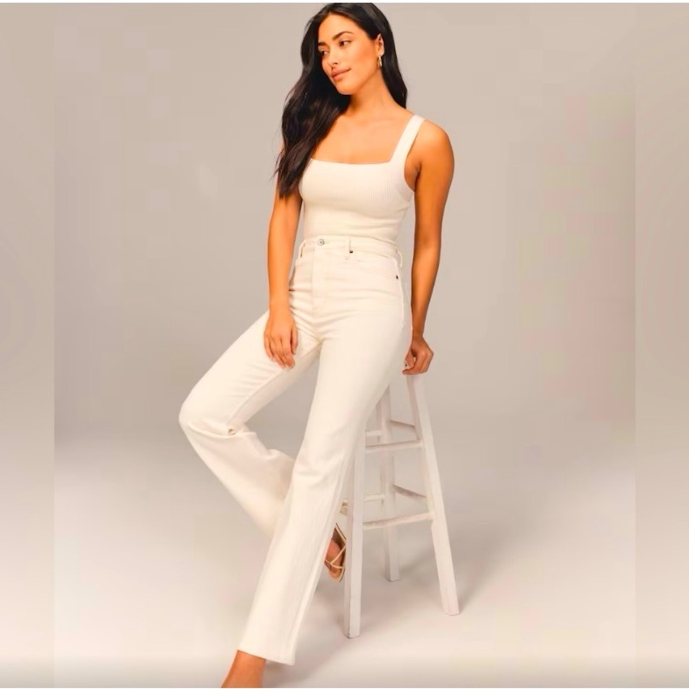 Abercrombie & Fitch Off White The 70's Vintage Flare Ultra High-Rise Jeans